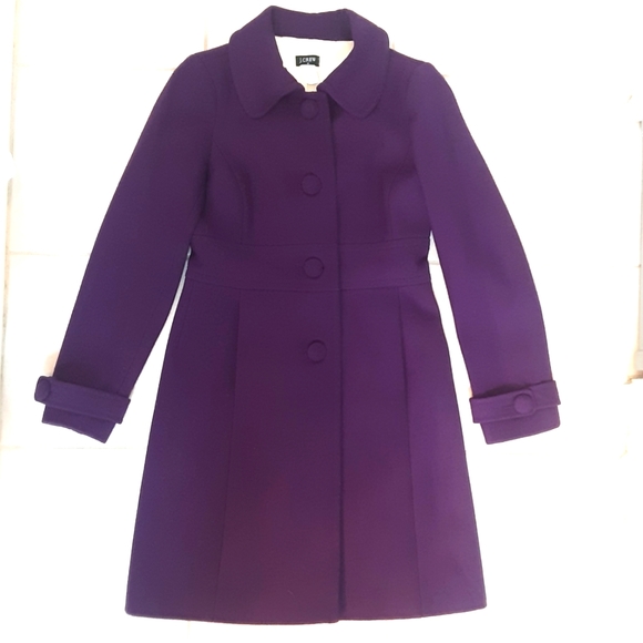 J. Crew Jackets & Blazers - J.Crew Purple Long Wool Pea Coat